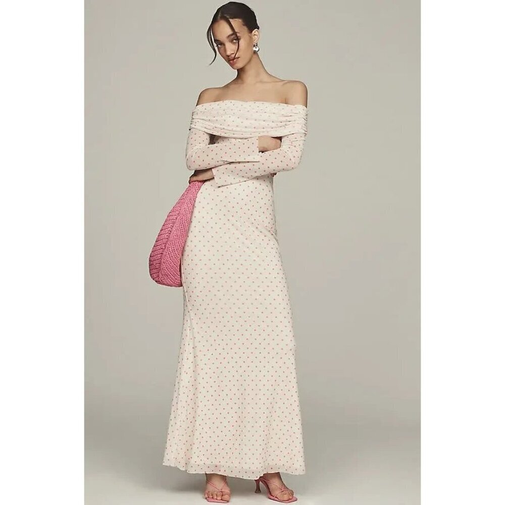AFRM Long-Sleeve Off-The-Shoulder Mesh Maxi Dress 3X - Picture 1 of 2